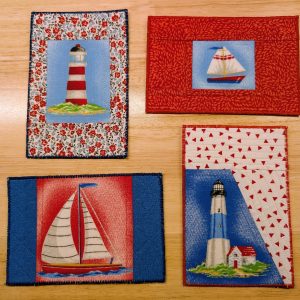 Nautical Quilted Fabric Postcard Set