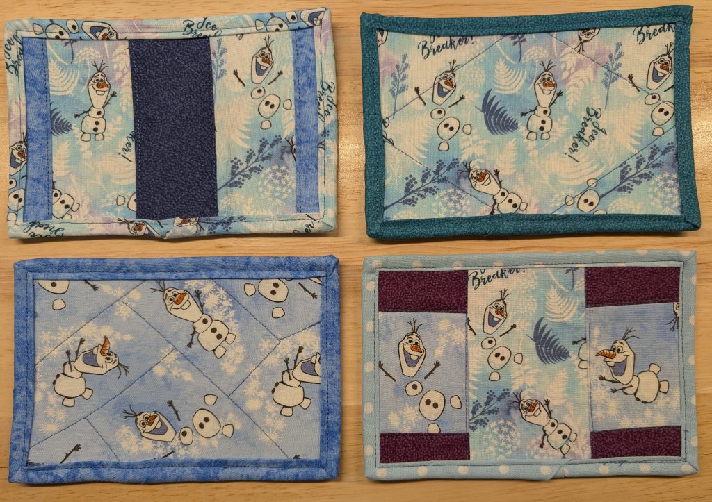 Fabric Postcard Set Olaf Quilted