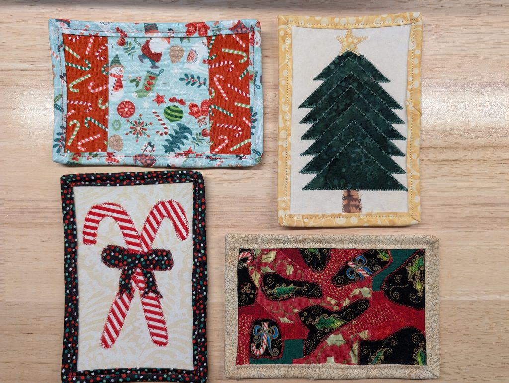 Fabric Postcard Set Christmas Quilted