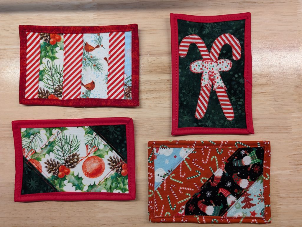 Fabric Postcard Set Holiday Quilted